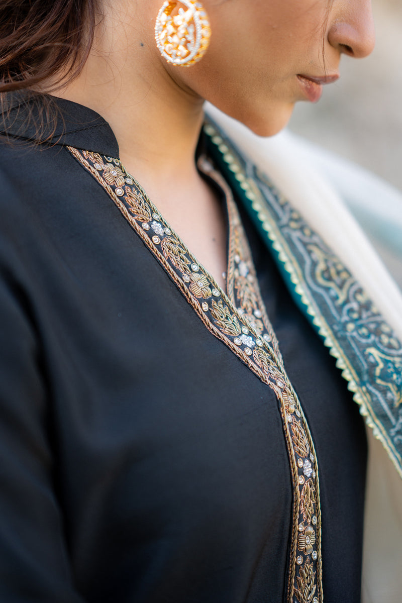 Wahaj M Khan | Pari Collection | Black Turquoise Pari Outfit