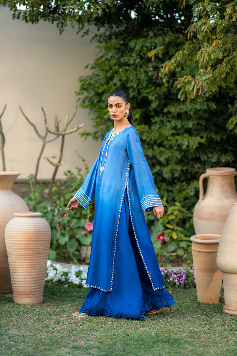 Wahaj M Khan | Pari Collection | Blue Shaded Sheesha Outfit - Ladies Clothes - Maria Faisal