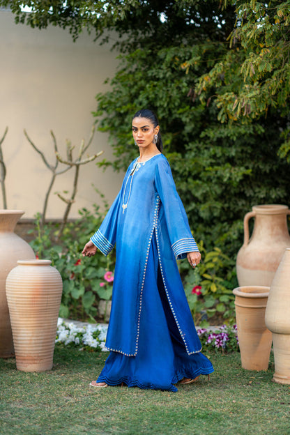 Wahaj M Khan | Pari Collection | Blue Shaded Sheesha Outfit - Ladies Clothes - Maria Faisal
