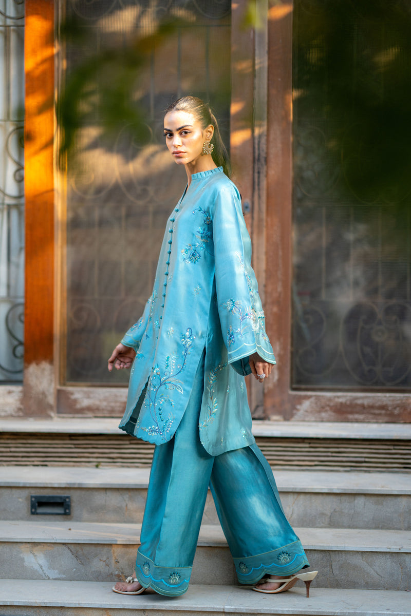 Wahaj M Khan | Pari Collection | Blue Grey Pari Outfit - Ladies Clothes - Maria Faisal