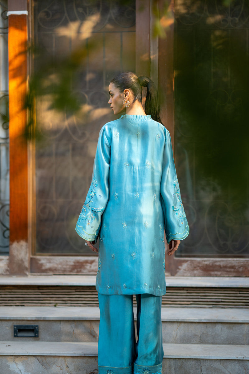 Wahaj M Khan | Pari Collection | Blue Grey Pari Outfit - Ladies Clothes - Maria Faisal