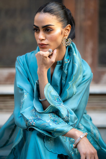 Wahaj M Khan | Pari Collection | Blue Grey Pari Outfit - Ladies Clothes - Maria Faisal