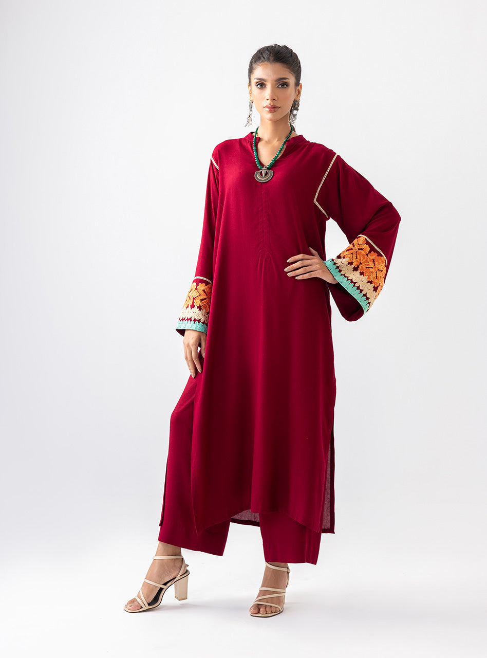 Zainab Chottani | Aara Casual Pret |  Divine Maroon