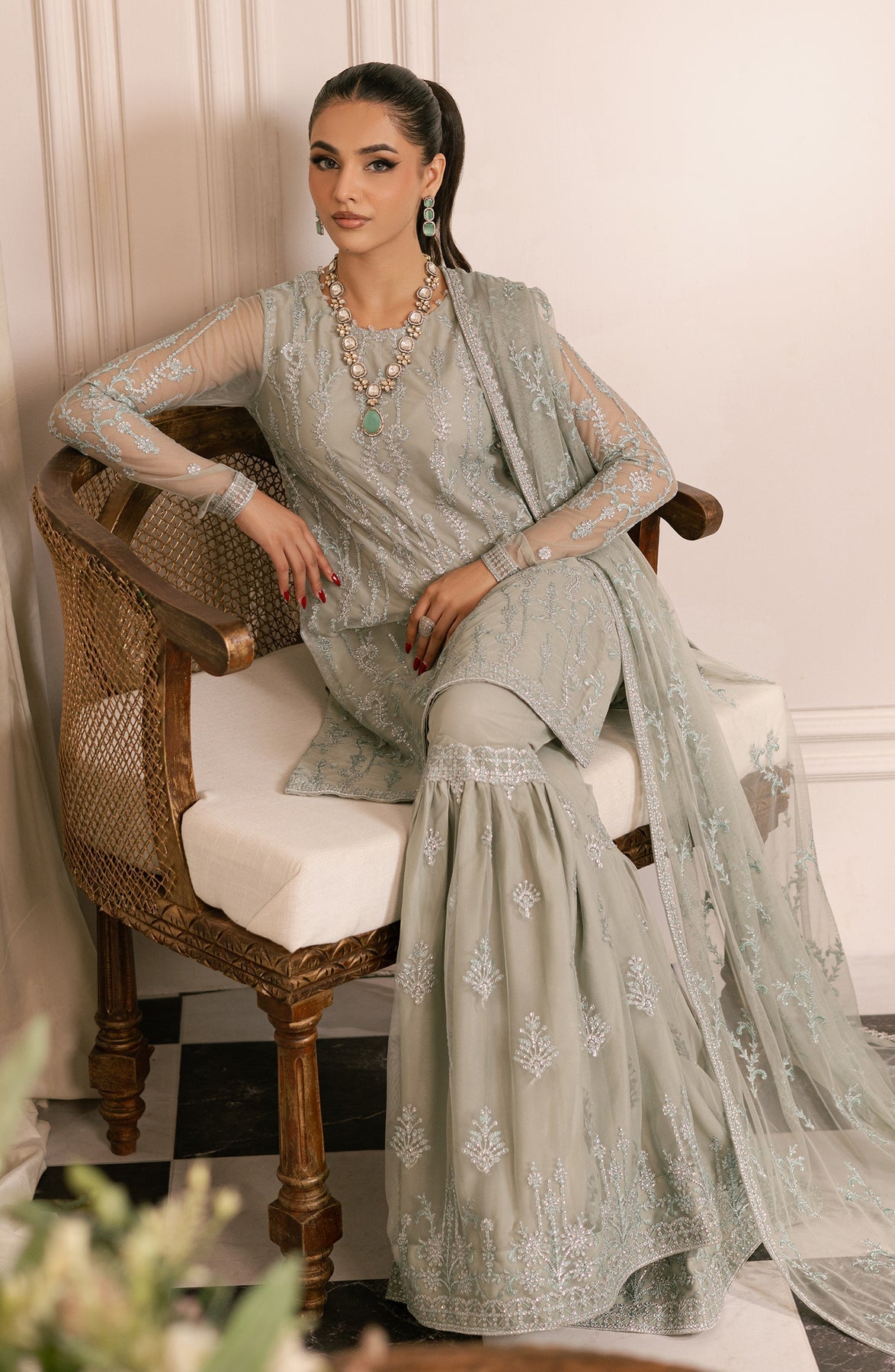 Zarif | Inayat Wedding Formals |  ZRI 02 GULZAAR - Designer Dress with Intricate embroidery and embellishments. Shop elegent wedding dress at Maria Faisal.