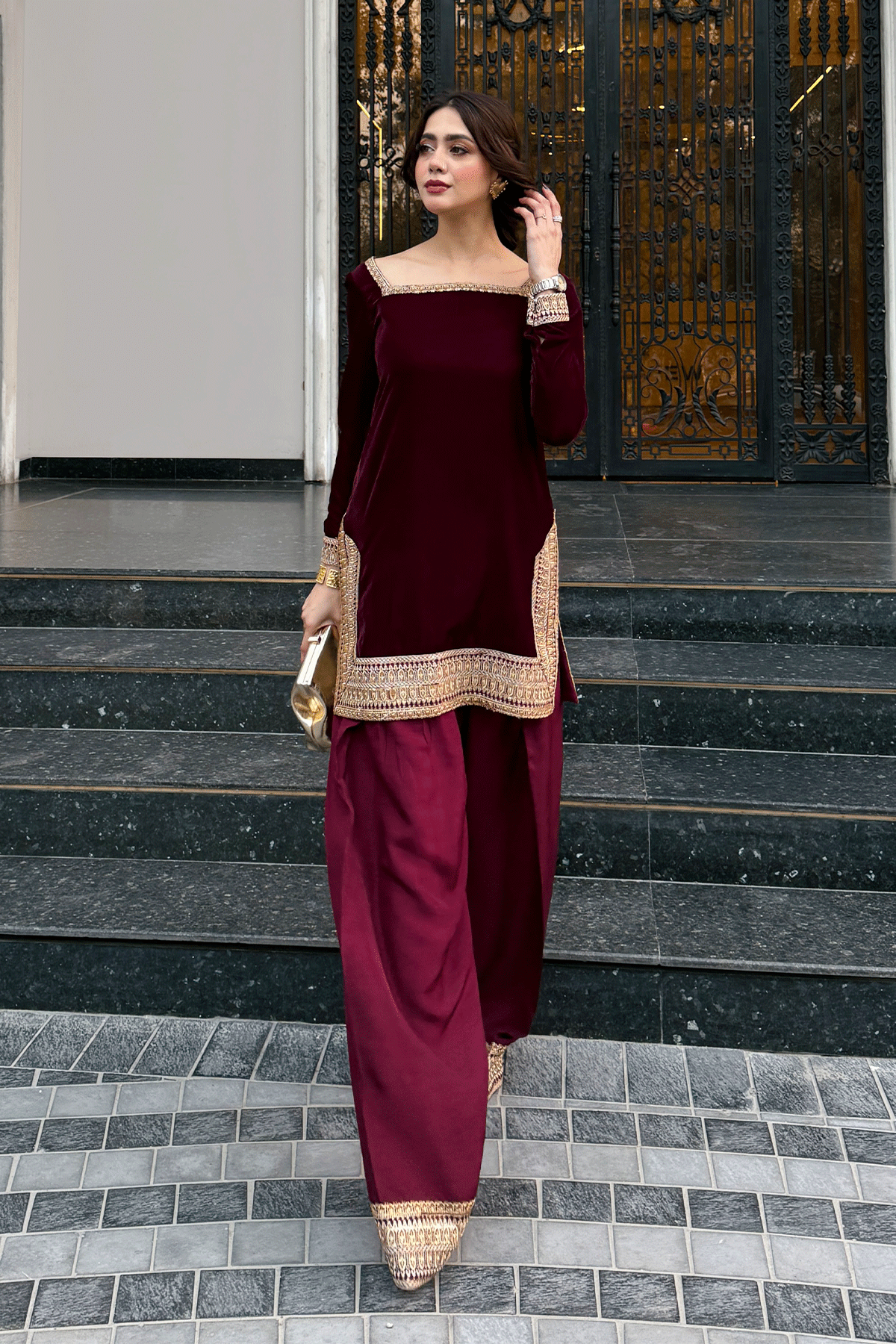 Erum Khan | Velvet Edit | Zariya - Formal Dress - available at Maria Faisal in UK and USA.