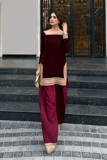 Erum Khan | Velvet Edit | Zariya - Formal Dress - available at Maria Faisal in UK and USA.