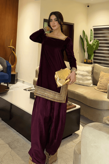 Erum Khan | Velvet Edit | Zariya - Formal Dress - available at Maria Faisal in UK and USA.