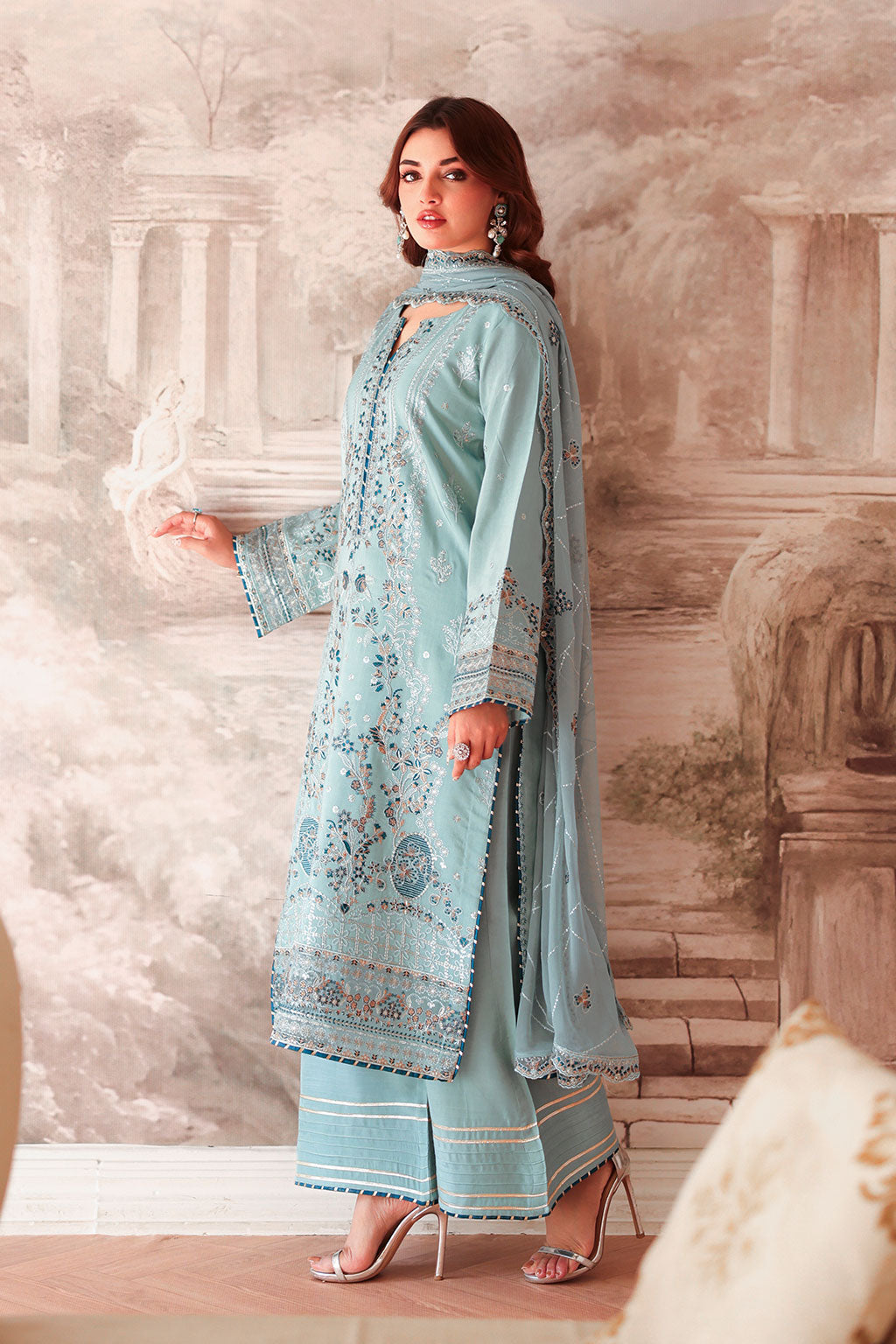 AA-204 – authentic Pakistani dress from the Aangan Luxury Raw silk collection for women in the UK