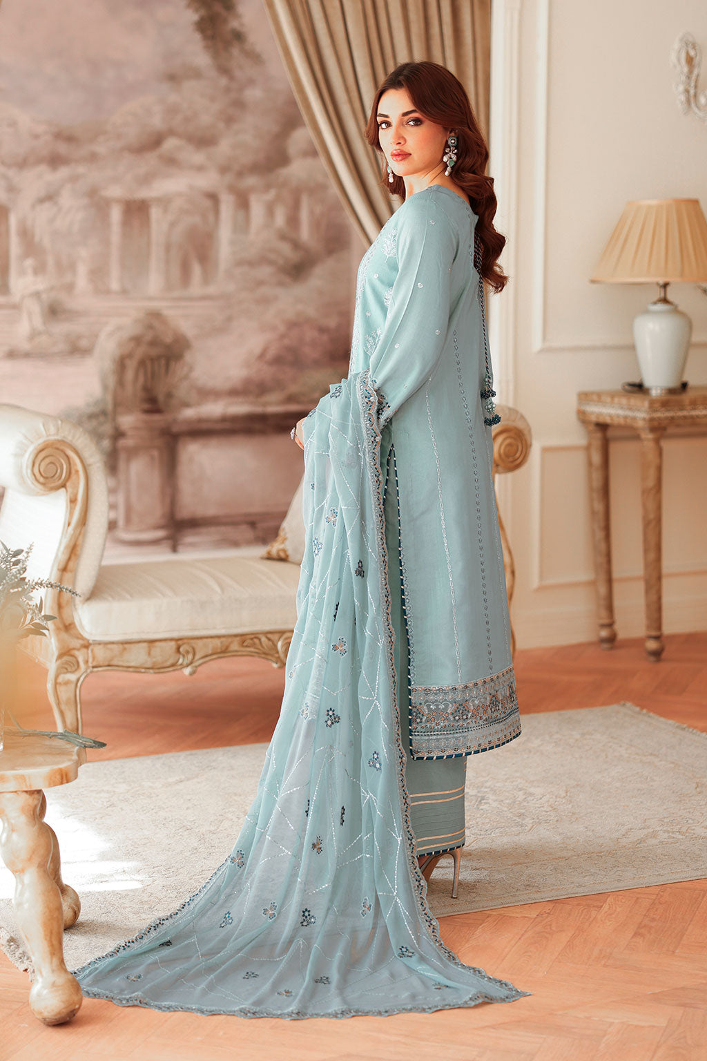 AA-204 – authentic Pakistani dress from the Aangan Luxury Raw silk collection for women in the UK