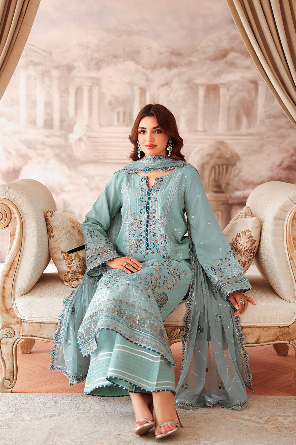 AA-204 – authentic Pakistani dress from the Aangan Luxury Raw silk collection for women in the UK