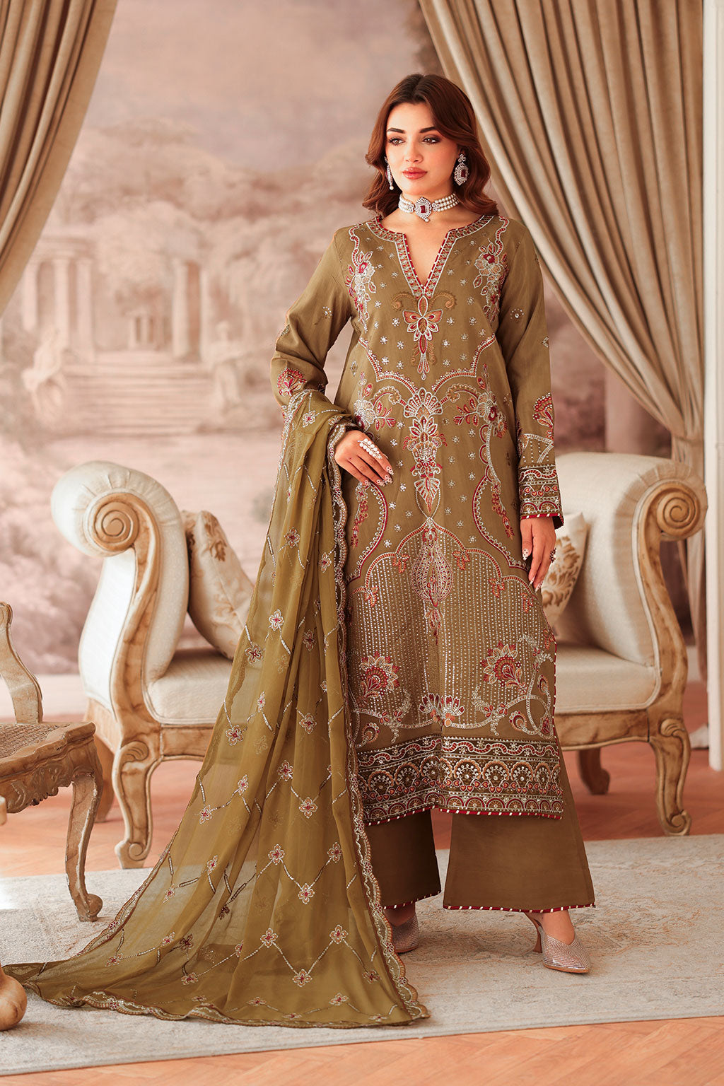Ramsha | Aangan Luxury Raw silk | AA-210 - Formal Dress - available at Maria Faisal in UK and USA.