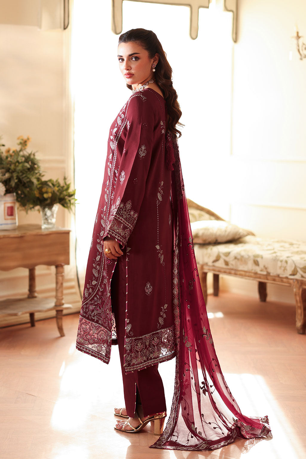 AA-203 – authentic Pakistani dress from the Aangan Luxury Raw silk collection for women in the UK