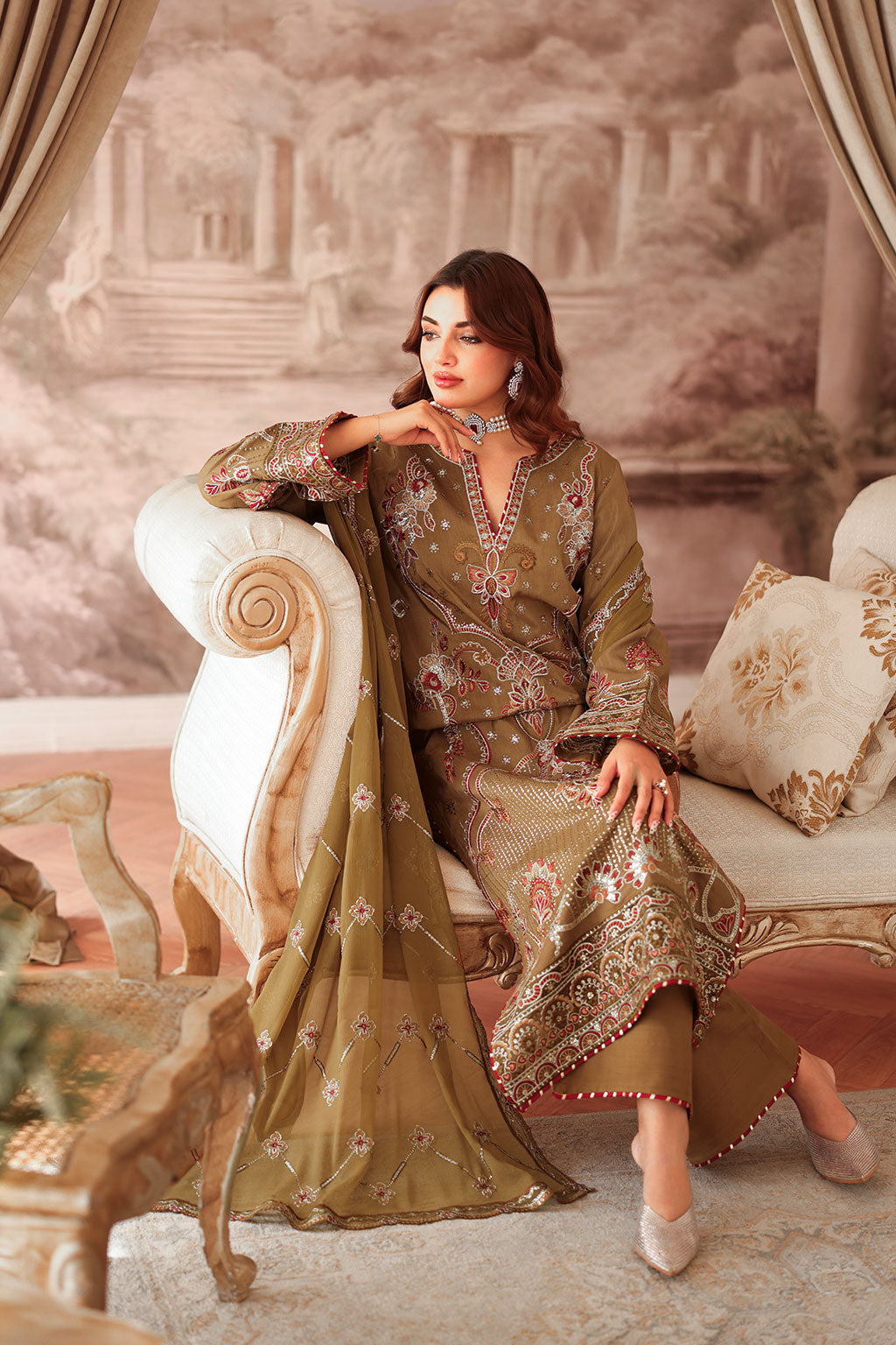 Ramsha | Aangan Luxury Raw silk | AA-210 - Formal Dress - available at Maria Faisal in UK and USA.