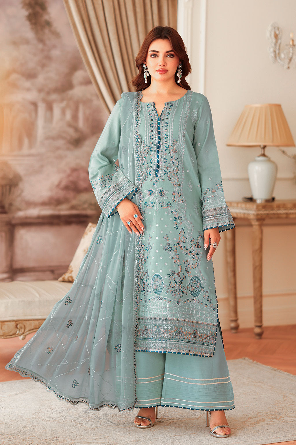 AA-204 – authentic Pakistani dress from the Aangan Luxury Raw silk collection for women in the UK