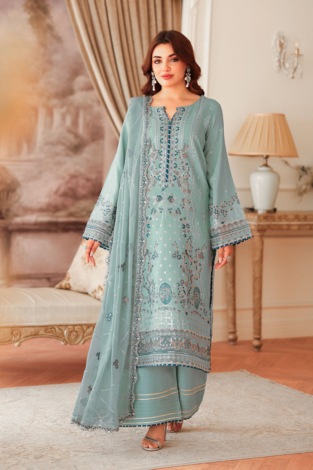 AA-204 – authentic Pakistani dress from the Aangan Luxury Raw silk collection for women in the UK