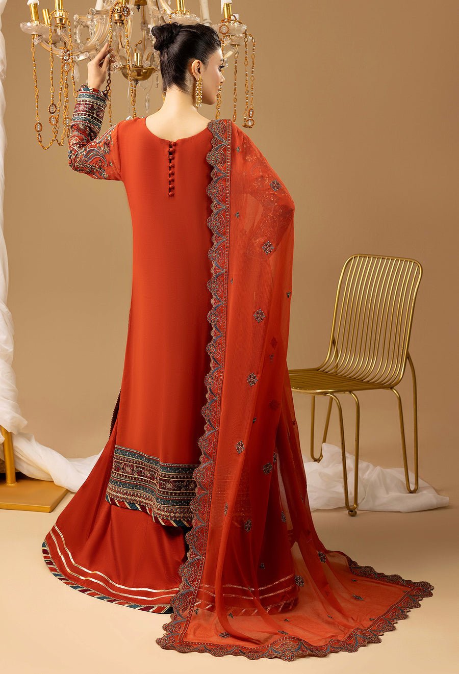 Adans Libas | Chiffon 25 | 7581 G - is Rust dress from Adans Libas - Ladies Clothes - Maria Faisal