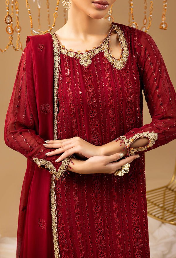 Adans Libas | Chiffon 25 | 7583 M - is Maroon dress from Adans Libas - Ladies Clothes - Maria Faisal
