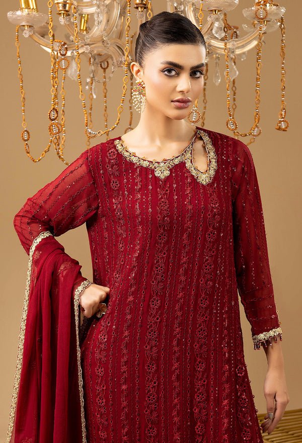 Adans Libas | Chiffon 25 | 7583 M - is Maroon dress from Adans Libas - Ladies Clothes - Maria Faisal