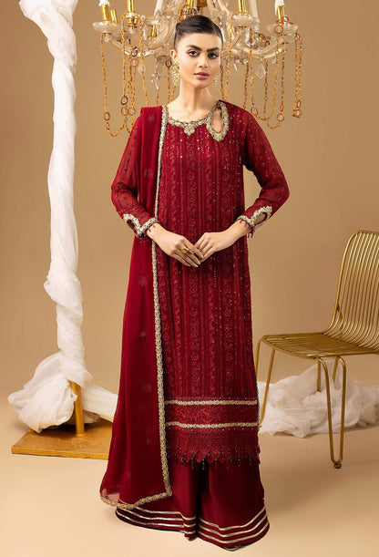 Adans Libas | Chiffon 25 | 7583 M - is Maroon dress from Adans Libas - Ladies Clothes - Maria Faisal