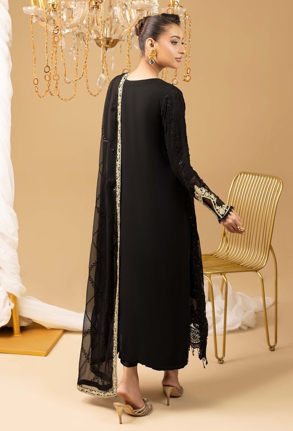 Adans Libas | Chiffon 25 | 7584 J - is Black dress from Adans Libas - Ladies Clothes - Maria Faisal