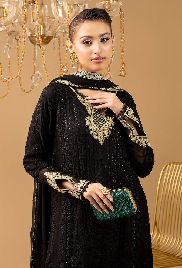 Adans Libas | Chiffon 25 | 7584 J - is Black dress from Adans Libas - Ladies Clothes - Maria Faisal