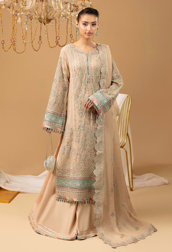 Adans Libas | Chiffon 25 | 7586 D - is Pale Brown dress from Adans Libas - Ladies Clothes - Maria Faisal