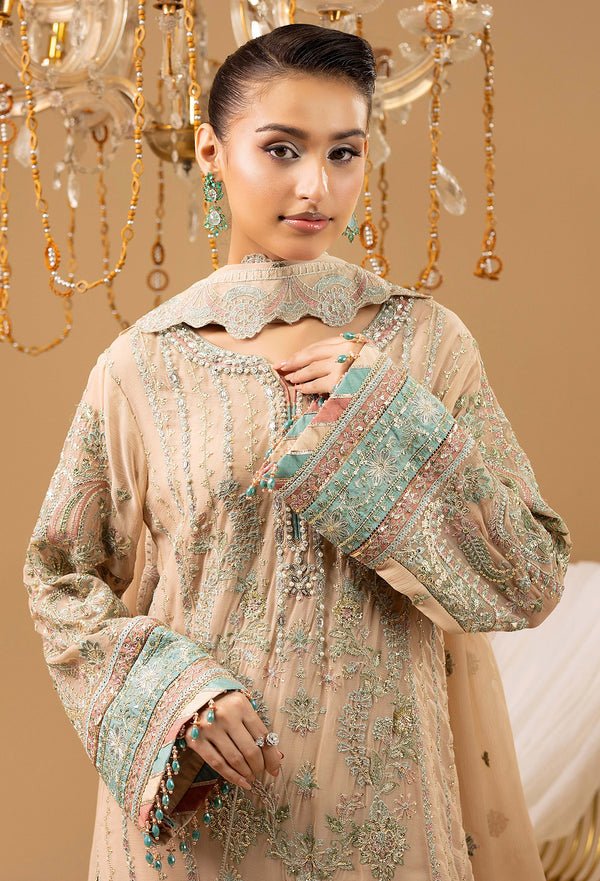 Adans Libas | Chiffon 25 | 7586 D - is Pale Brown dress from Adans Libas - Ladies Clothes - Maria Faisal