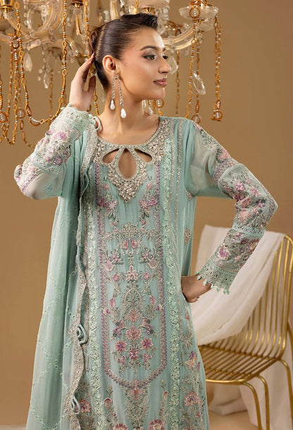 Adans Libas | Chiffon 25 | 7587 E - is Ferozi dress from Adans Libas - Ladies Clothes - Maria Faisal