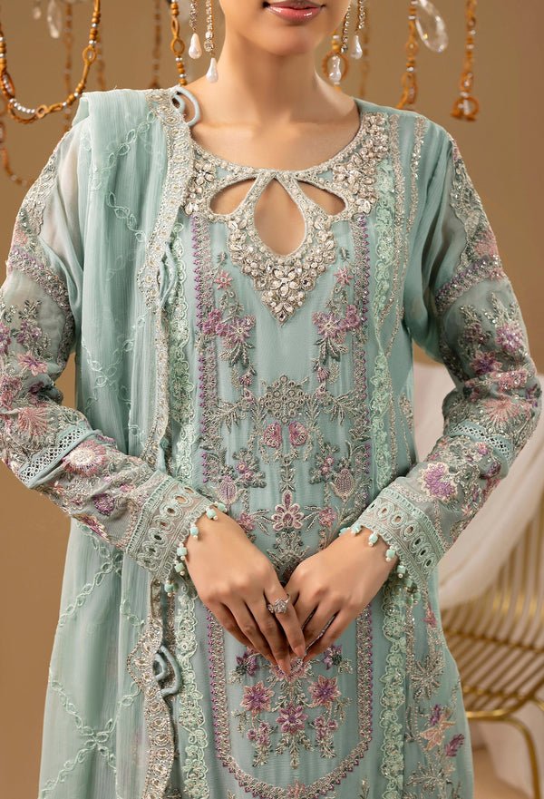 Adans Libas | Chiffon 25 | 7587 E - is Ferozi dress from Adans Libas - Ladies Clothes - Maria Faisal