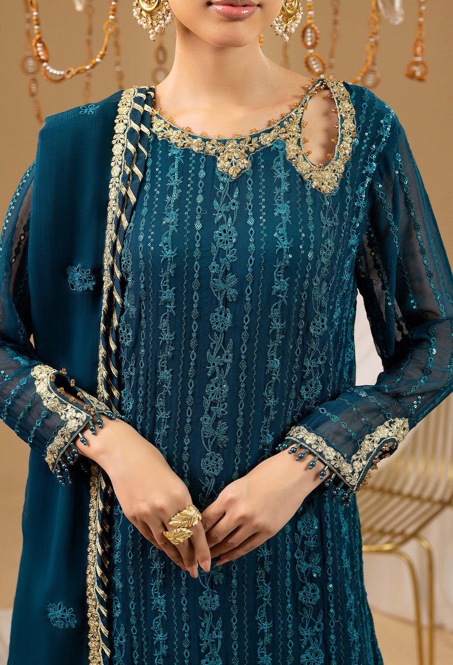 Adans Libas | Chiffon 25 | 7588 H - is Regal Blue dress from Adans Libas - Ladies Clothes - Maria Faisal
