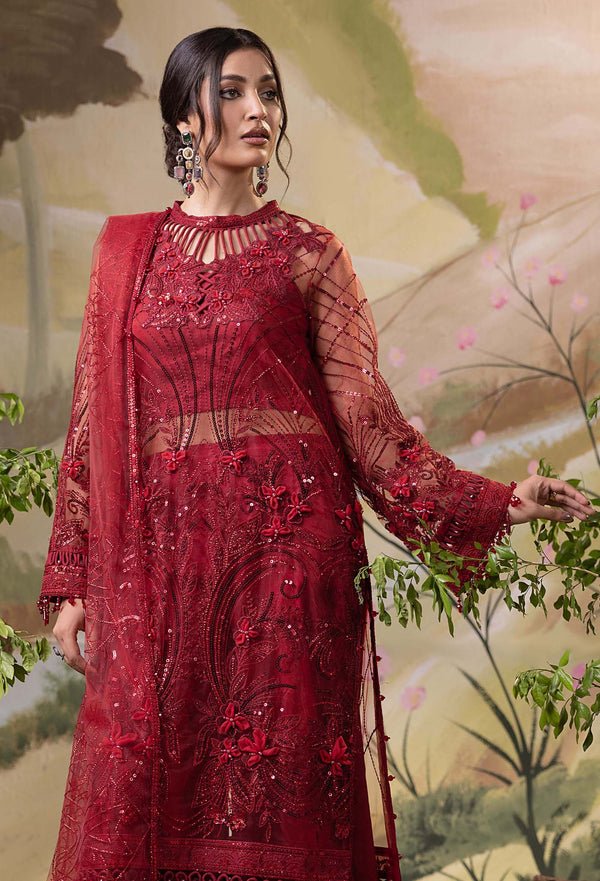 Adans Libas | Chiffon 25 | ELYSION 06668 A - is Maroon dress from Adans Libas - Ladies Clothes - Maria Faisal