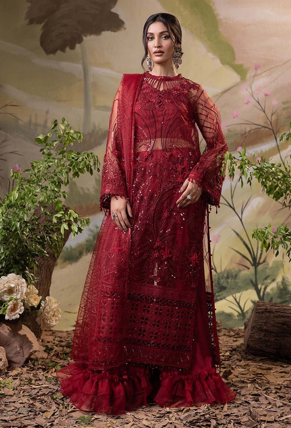Adans Libas | Chiffon 25 | ELYSION 06668 A - is Maroon dress from Adans Libas - Ladies Clothes - Maria Faisal