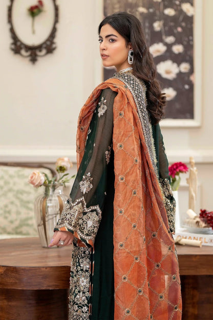 Adans Libas | Saleeqa Chiffon 25 | SALEEQA 7512 - is Bottle Green dress from Adans Libas - Ladies Clothes - Maria Faisal