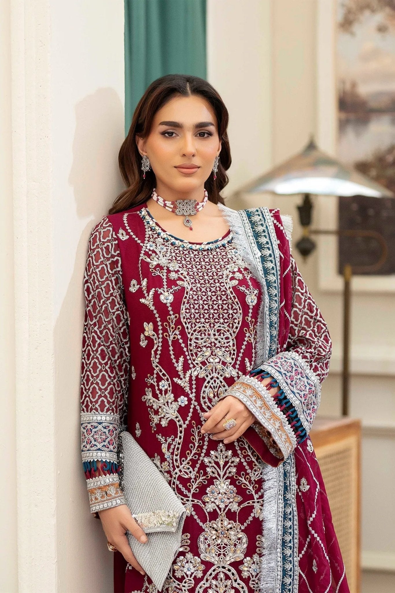 Adans Libas | Saleeqa Chiffon 25 | SALEEQA 7513 - is Maroon dress from Adans Libas - Ladies Clothes - Maria Faisal