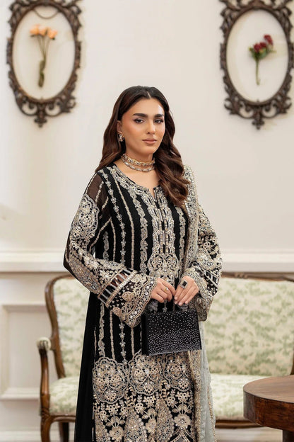 Adans Libas | Saleeqa Chiffon 25 | SALEEQA 7514 - is Black dress from Adans Libas - Ladies Clothes - Maria Faisal