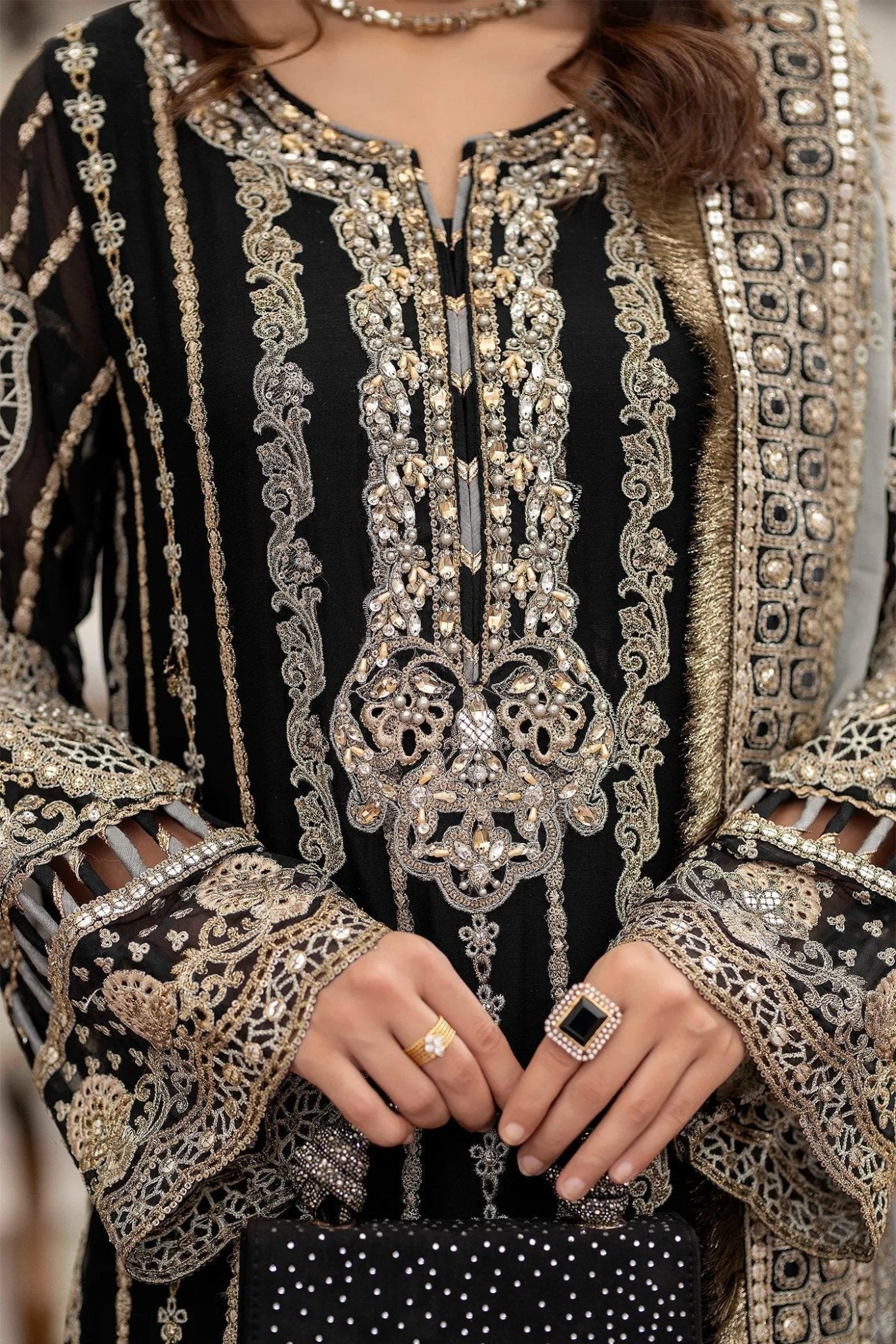 Adans Libas | Saleeqa Chiffon 25 | SALEEQA 7514 - is Black dress from Adans Libas - Ladies Clothes - Maria Faisal