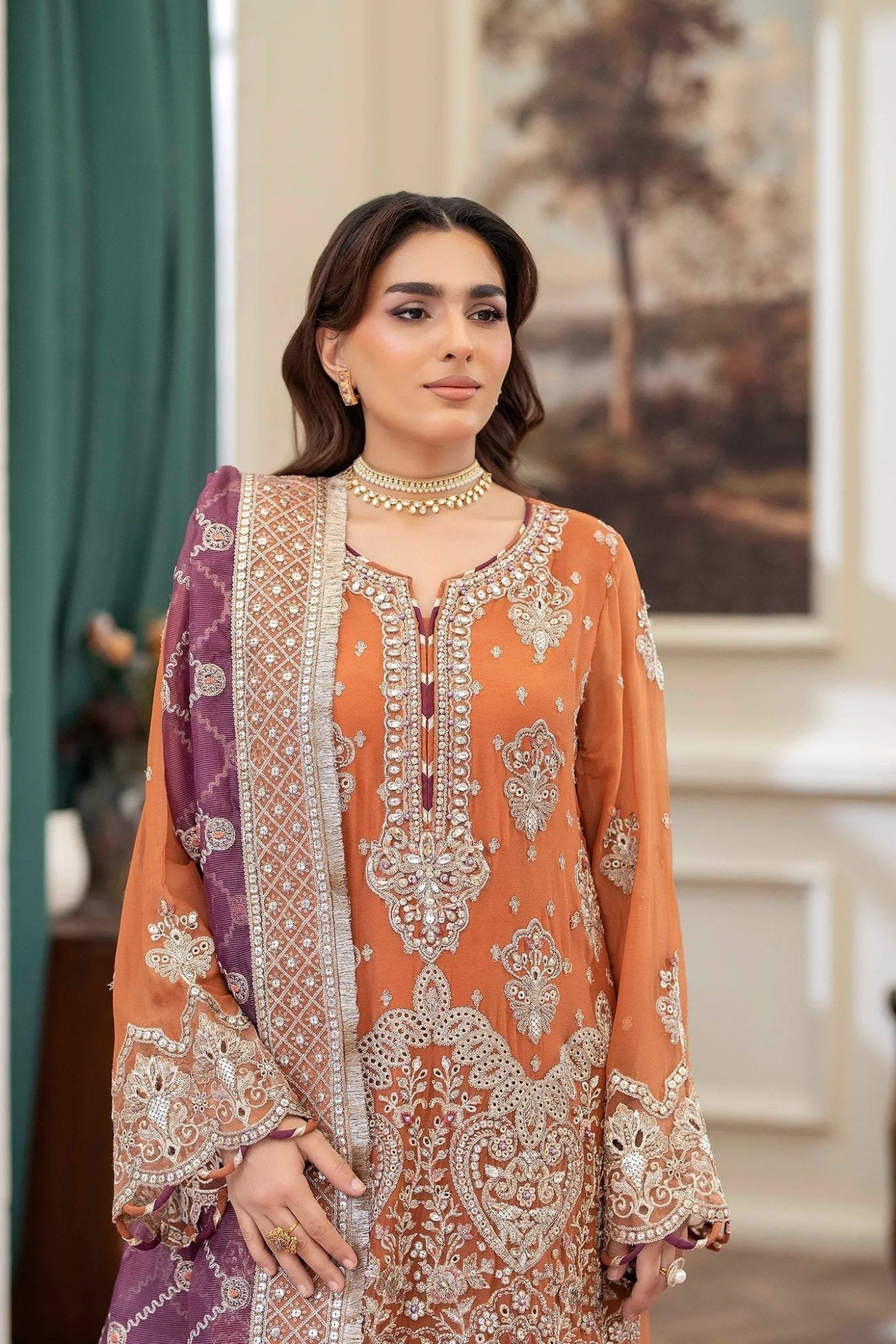 Adans Libas | Saleeqa Chiffon 25 | SALEEQA 7516 - is Orange dress from Adans Libas - Ladies Clothes - Maria Faisal