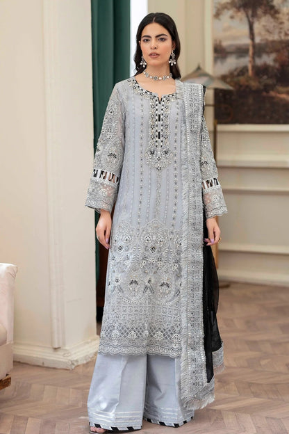 Adans Libas | Saleeqa Chiffon 25 | SALEEQA 7517 - is Light Gray dress from Adans Libas - Ladies Clothes - Maria Faisal
