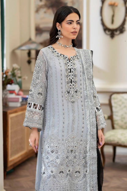 Adans Libas | Saleeqa Chiffon 25 | SALEEQA 7517 - is Light Gray dress from Adans Libas - Ladies Clothes - Maria Faisal