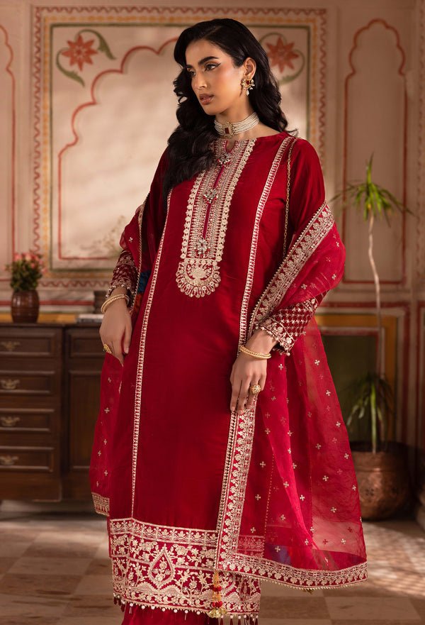 Adans Libas | Velvet 25 | 7522 V - is Red dress from Adans Libas - Ladies Clothes - Maria Faisal