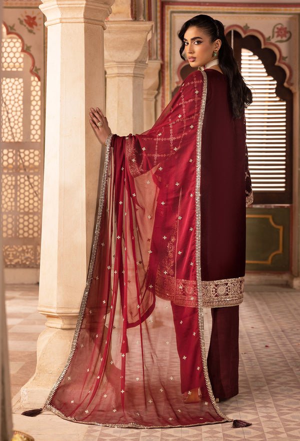 Adans Libas | Velvet 25 | 7528 V - is Maroon dress from Adans Libas - Ladies Clothes - Maria Faisal