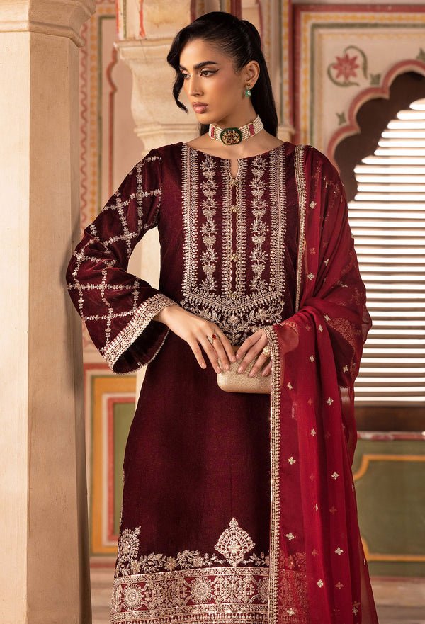 Adans Libas | Velvet 25 | 7528 V - is Maroon dress from Adans Libas - Ladies Clothes - Maria Faisal