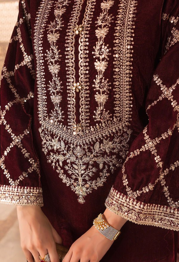 Adans Libas | Velvet 25 | 7528 V - is Maroon dress from Adans Libas - Ladies Clothes - Maria Faisal
