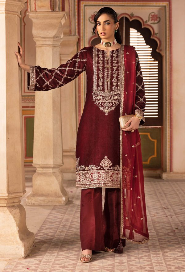 Adans Libas | Velvet 25 | 7528 V - is Maroon dress from Adans Libas - Ladies Clothes - Maria Faisal
