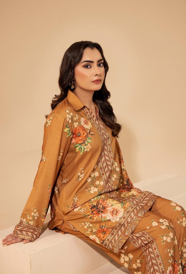 Adans Libas | Winter Slub 25 | SLUB 7562 - is Mustard dress from Adans Libas - Ladies Clothes - Maria Faisal