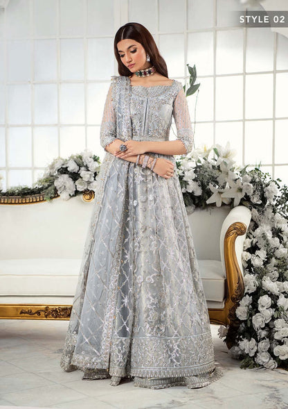 Aik Atelier Wedding Festive 22 LOOK 07 – Grey Designer Dress with intricate embroidery and embellishments. Shop wedding dresses at Maria Faisal.