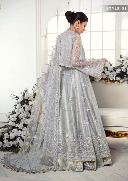 Aik Atelier Wedding Festive 22 LOOK 07 – Grey Designer Dress with intricate embroidery and embellishments. Shop wedding dresses at Maria Faisal.