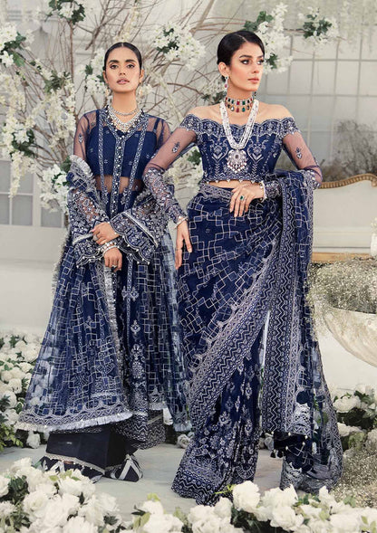 Aik Atelier Wedding Festive 22 LOOK 10 – Navy Designer Dress with intricate embroidery and embellishments. Shop wedding dresses at Maria Faisal.