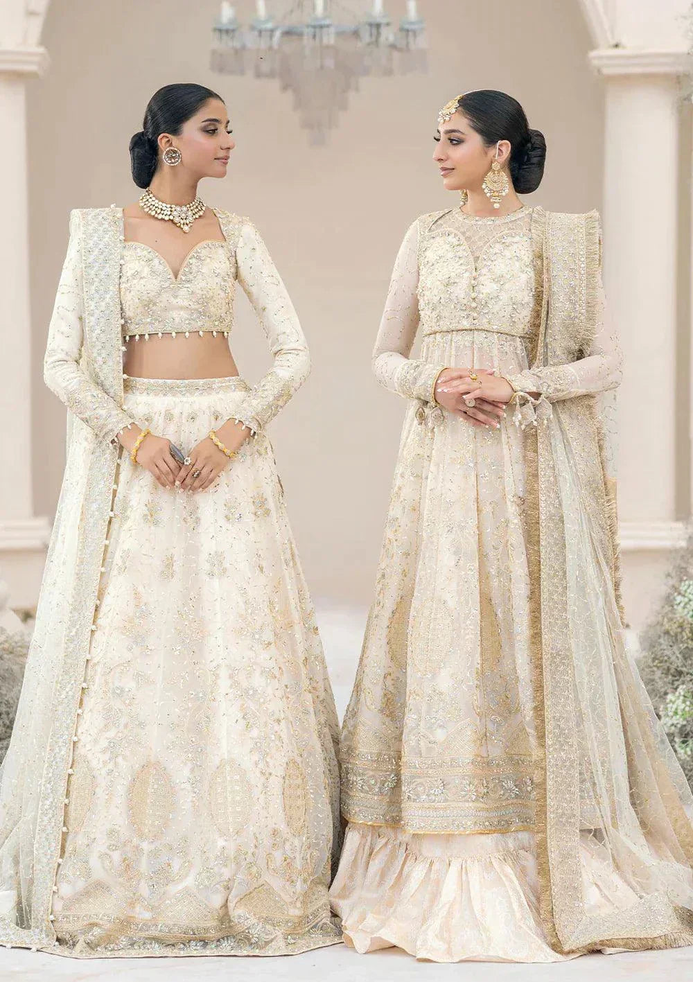 Aik Atelier Wedding Festive 23 LOOK 05 – Off White Designer Dress with intricate embroidery and embellishments. Shop elegant Wedding dress at Maria Faisal.