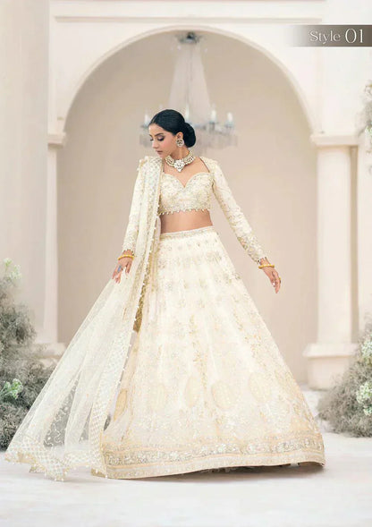 Aik Atelier Wedding Festive 23 LOOK 05 – Off White Designer Dress with intricate embroidery and embellishments. Shop elegant Wedding dress at Maria Faisal.